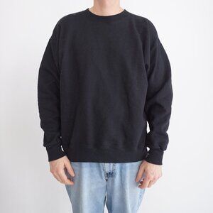 Vintage '90S Hanes Pro Print Heavyweight Cotton Blank Black Crewneck Sweater L